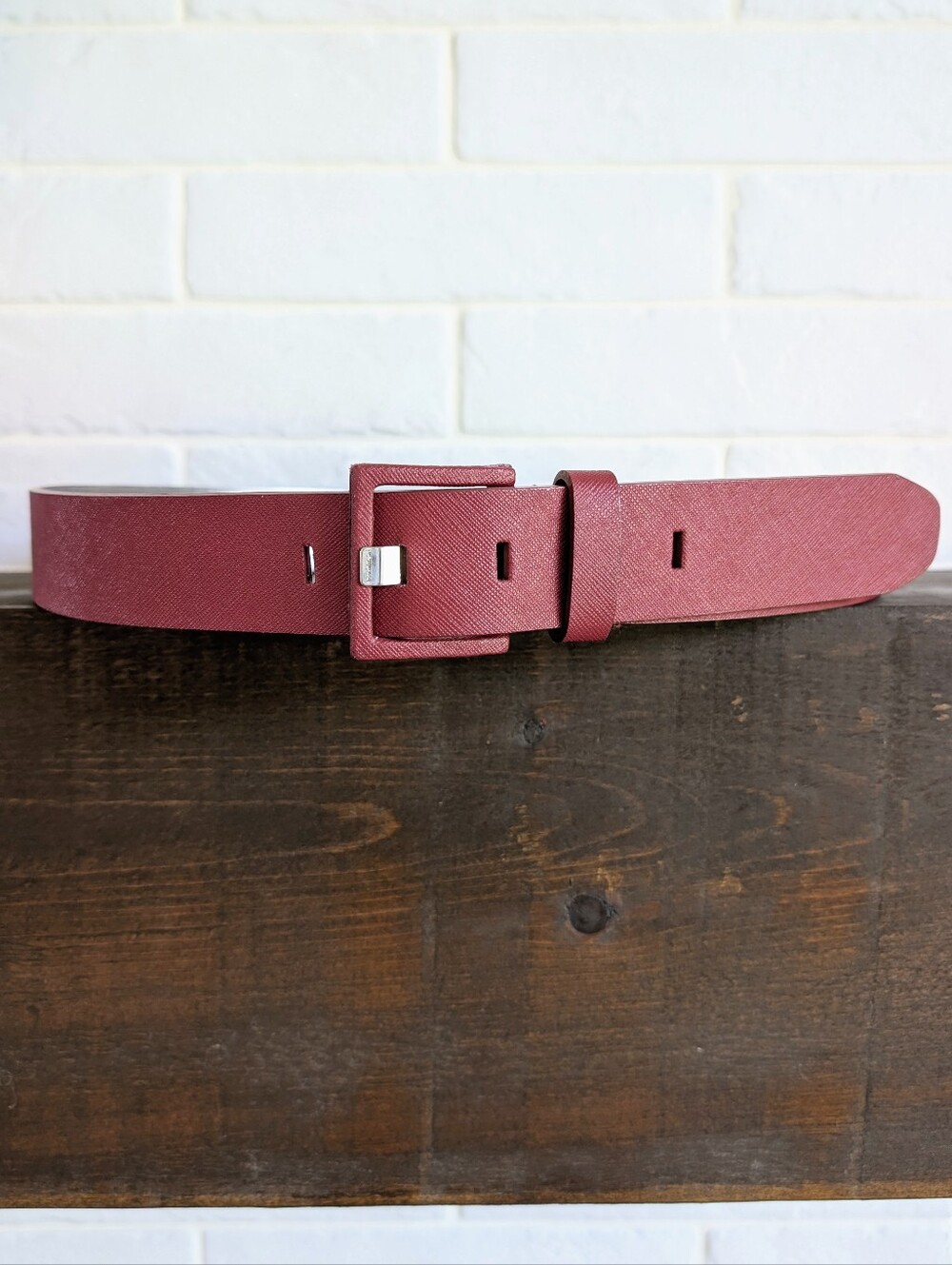 Calvin Klein Genuine Leather Textured Red Belt Small